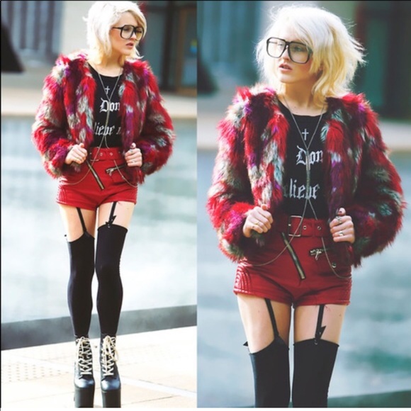 UNIF patchwork fur jacket - Picture 3 of 4